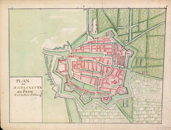 Plan de Harlingen en Frise sur la mer d'Allemagne