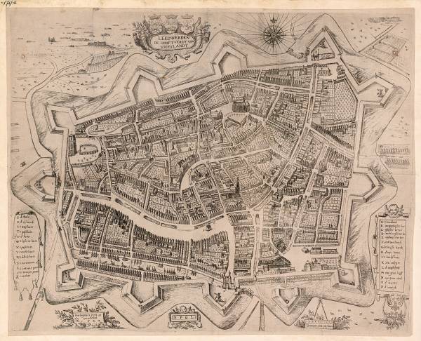 Kaart van Leeuwarden door Pieter Feddes van Harlingen (1622)